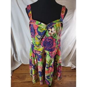 beach bash art & tatyana dress  XXL. Bright Floral Rockabilly Retro